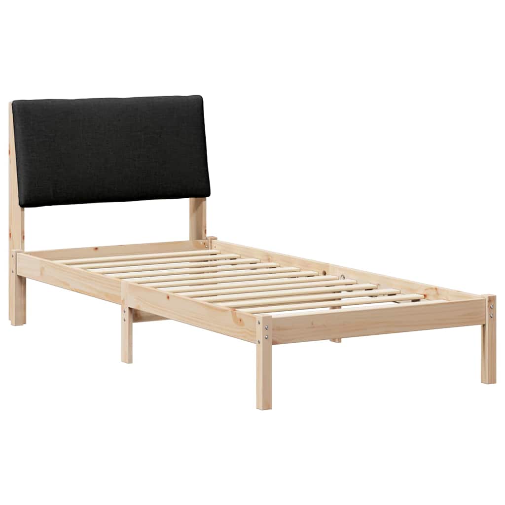 Ágykeret fejtámlával Barna és fekete 100 x 200 cm Tömör fenyőfa