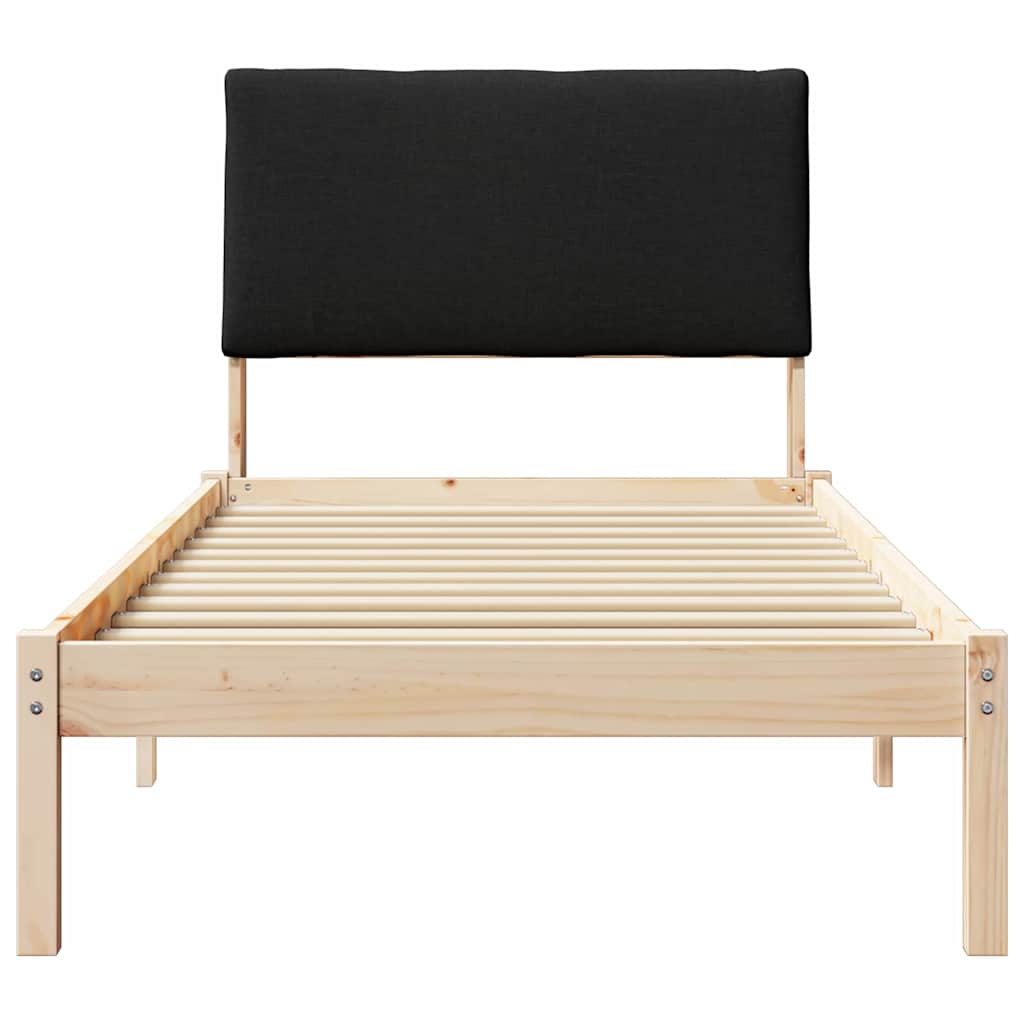 Ágykeret fejtámlával Barna és fekete 100 x 200 cm Tömör fenyőfa
