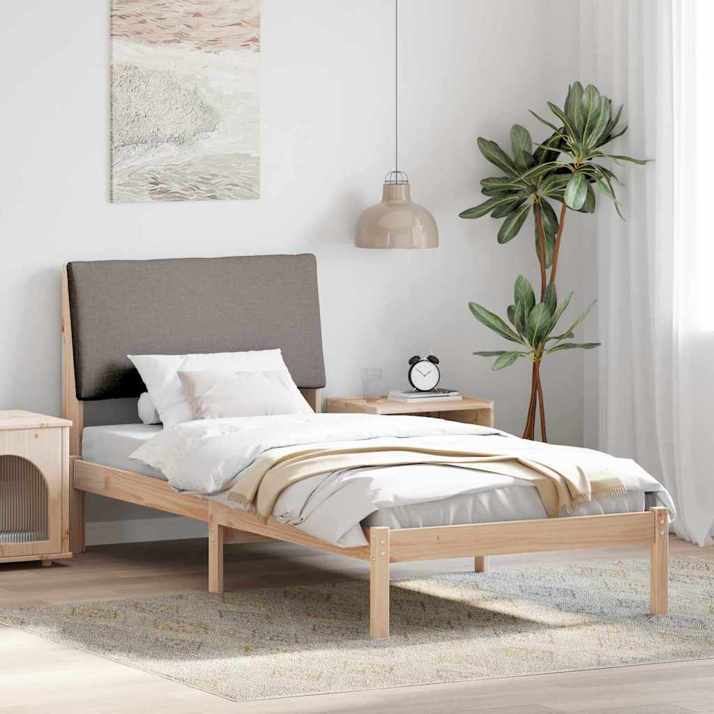 Ágykeret fejtámlával Barna és taupe 100 x 200 cm Tömör fenyőfa