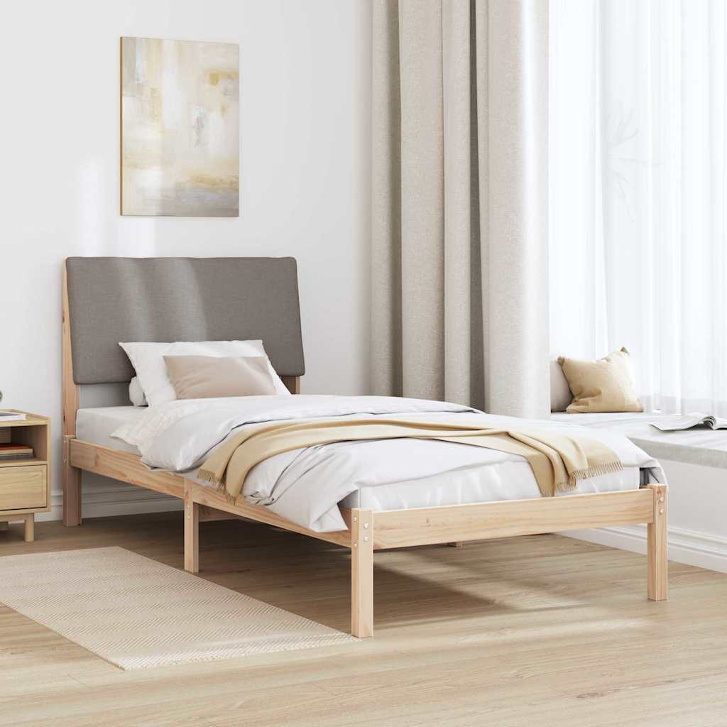 Ágykeret fejtámlával Barna és taupe 100 x 200 cm Tömör fenyőfa