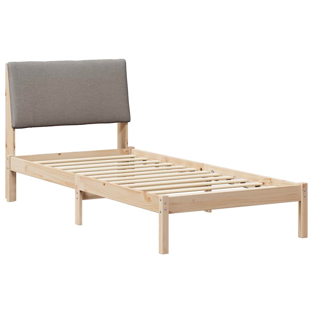 Ágykeret fejtámlával Barna és taupe 100 x 200 cm Tömör fenyőfa