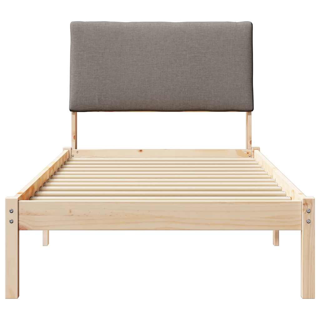 Ágykeret fejtámlával Barna és taupe 100 x 200 cm Tömör fenyőfa