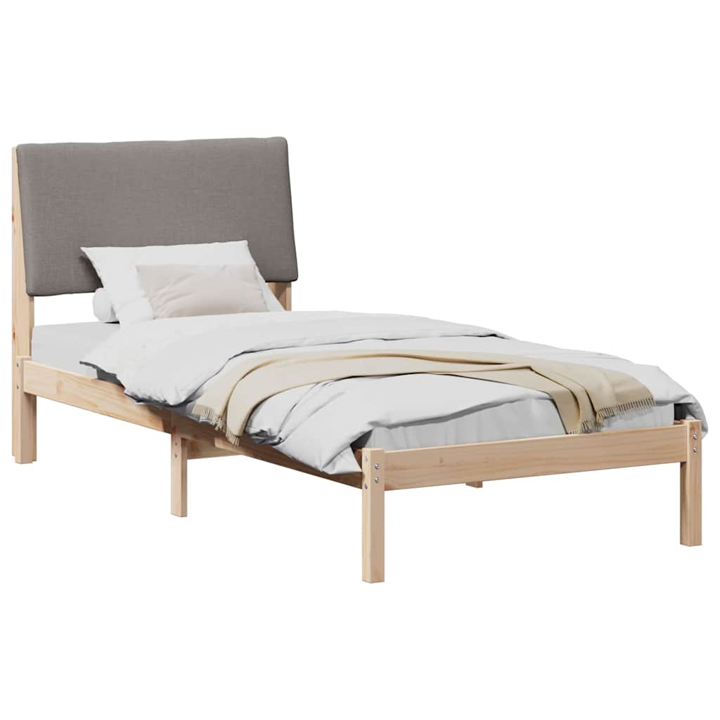 Ágykeret fejtámlával Barna és taupe 100 x 200 cm Tömör fenyőfa