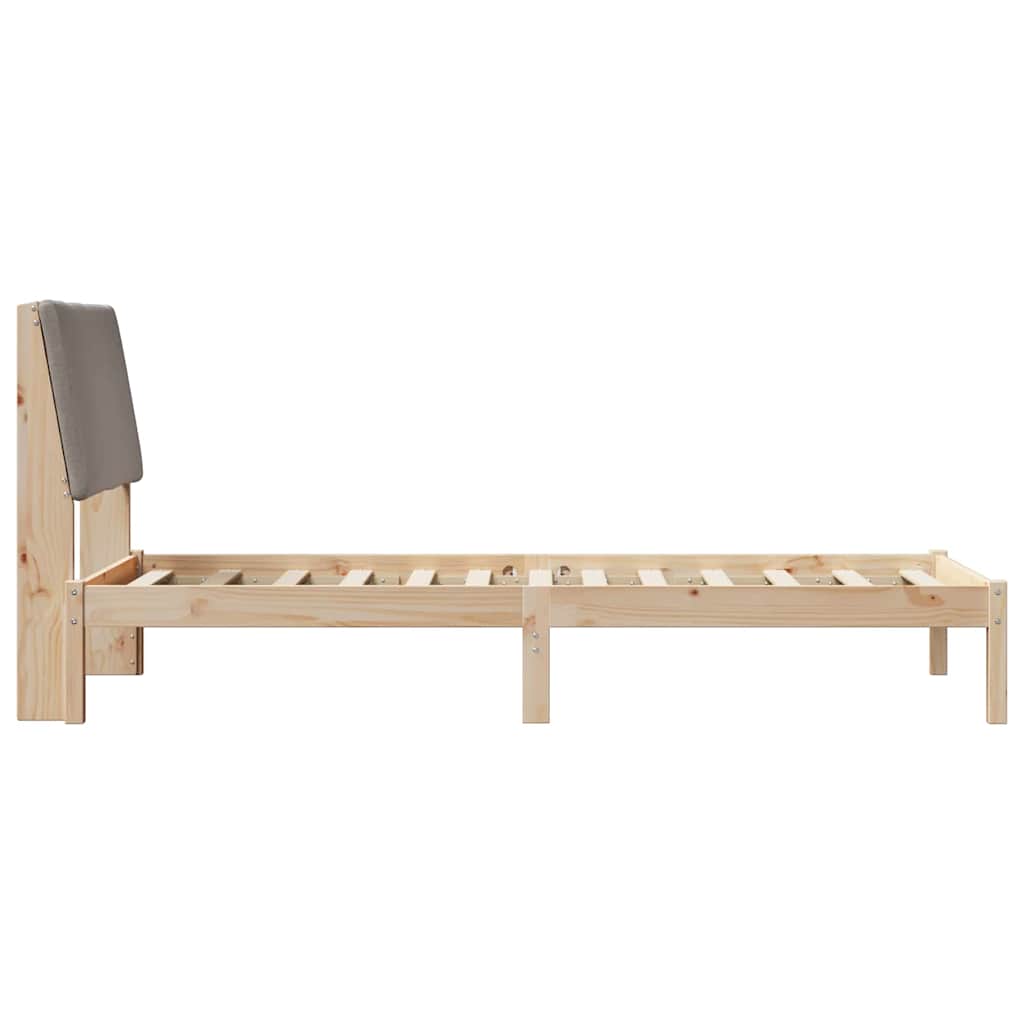 Ágykeret fejtámlával Barna és taupe 100 x 200 cm Tömör fenyőfa