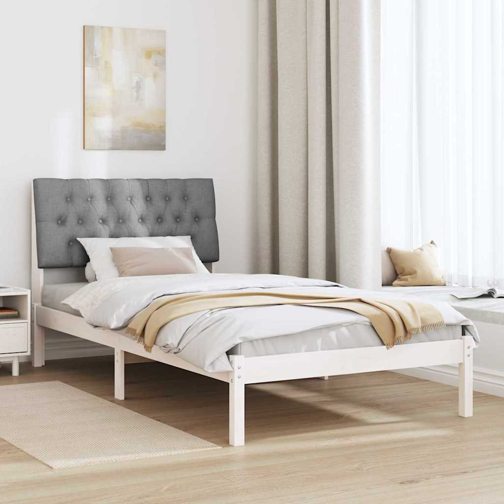 Ágykeret Kárpitozott Fejtámlával fejtámlával Fehér 100 x 200 cm