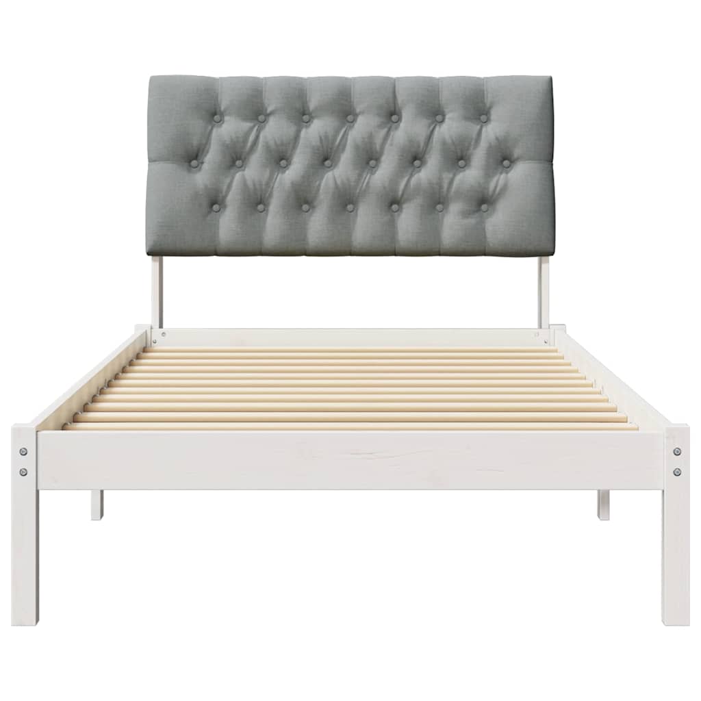 Ágykeret Kárpitozott Fejtámlával fejtámlával Fehér 100 x 200 cm