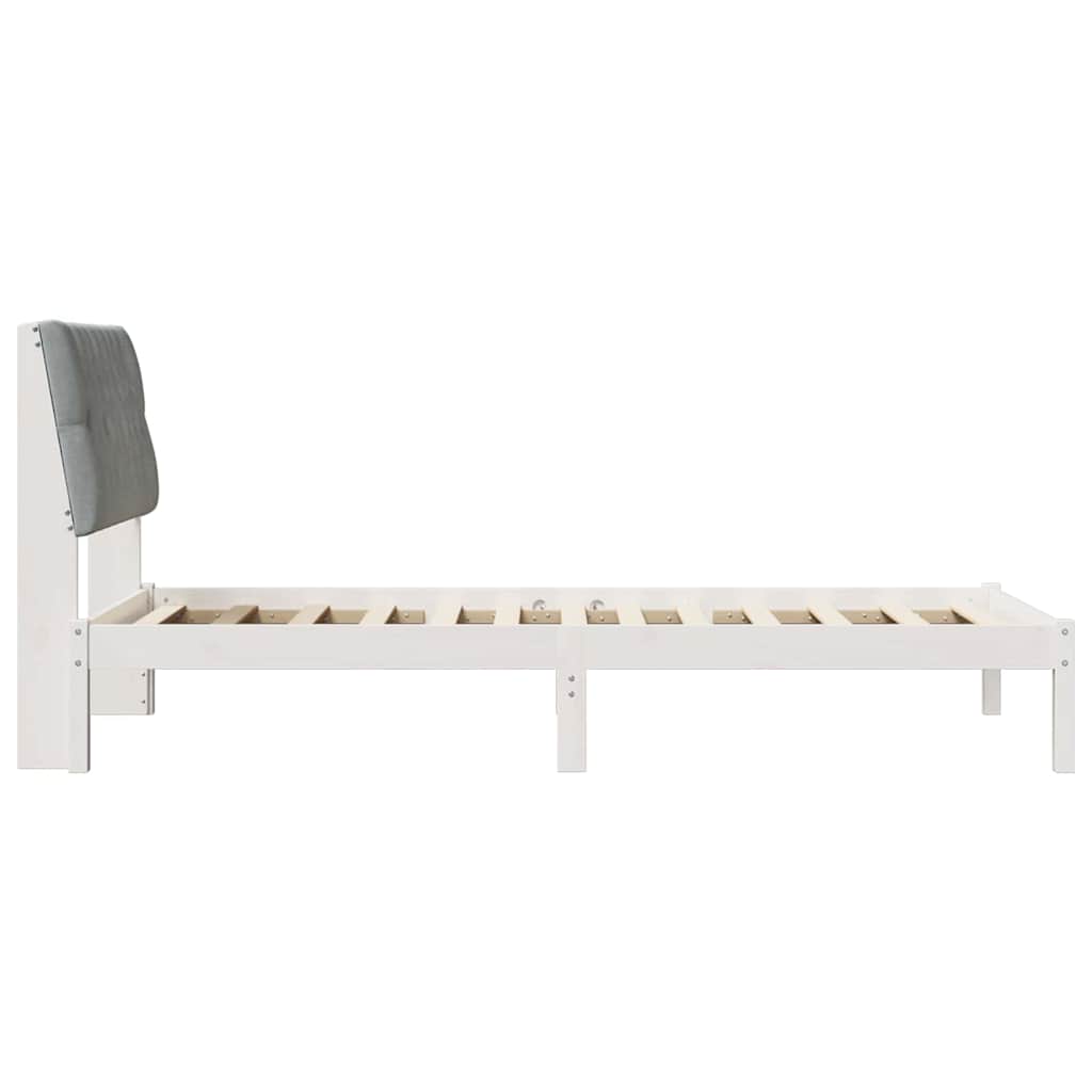 Ágykeret Kárpitozott Fejtámlával fejtámlával Fehér 100 x 200 cm