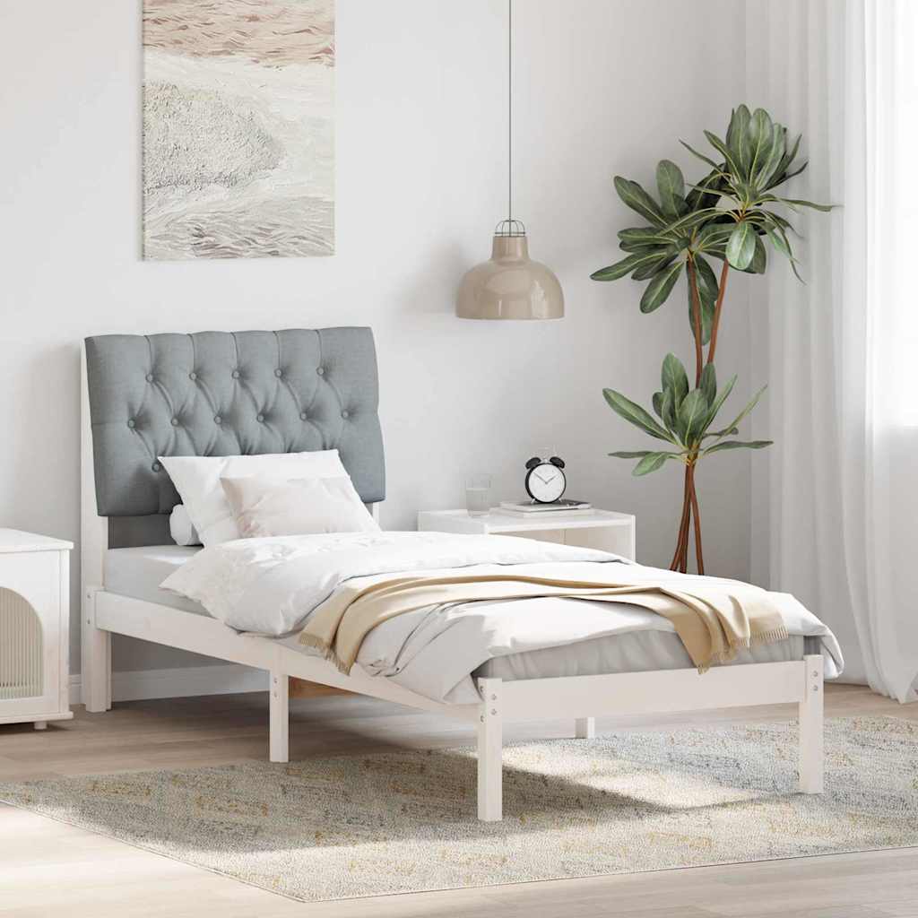 Ágykeret Kárpitozott Fejtámlával fejtámlával Fehér 75 x 190 cm