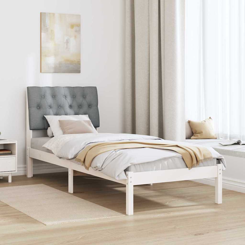 Ágykeret Kárpitozott Fejtámlával fejtámlával Fehér 75 x 190 cm