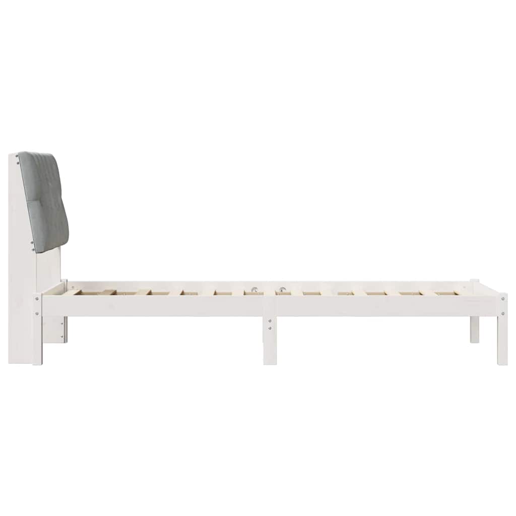 Ágykeret Kárpitozott Fejtámlával fejtámlával Fehér 75 x 190 cm