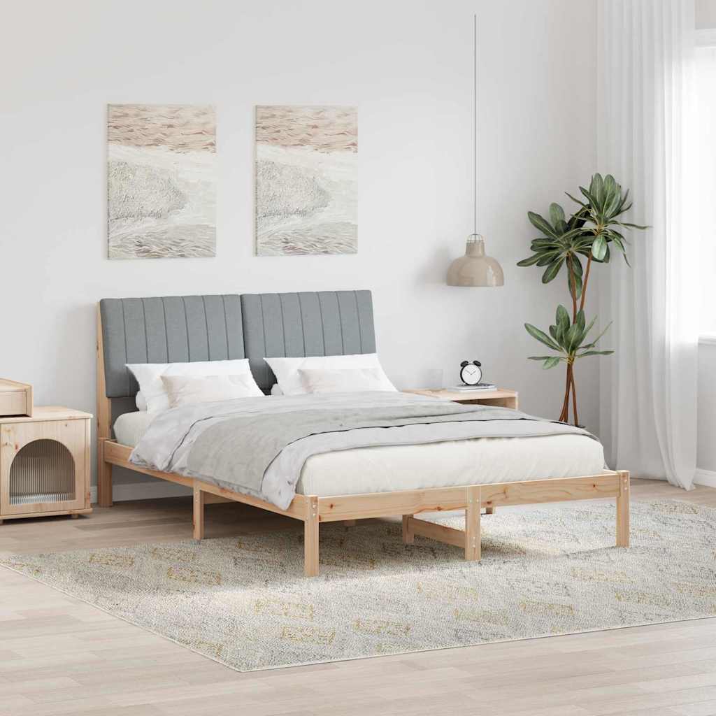 Ágykeret fejtámlával Barna 135 x 190 cm Tömör fenyőfa