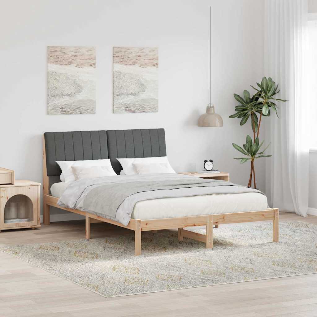 Ágykeret fejtámlával Barna 135 x 190 cm Tömör fenyőfa
