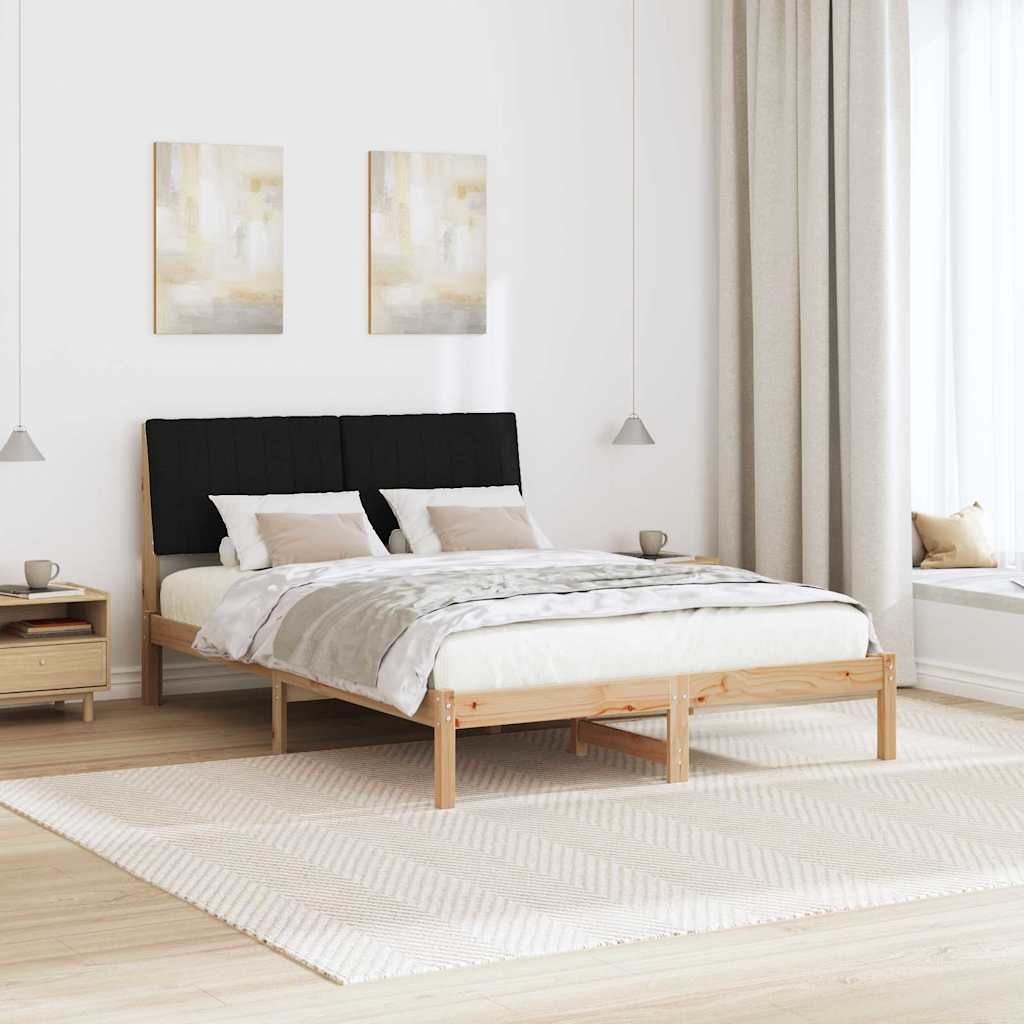 Ágykeret fejtámlával Barna 135 x 190 cm Tömör fenyőfa