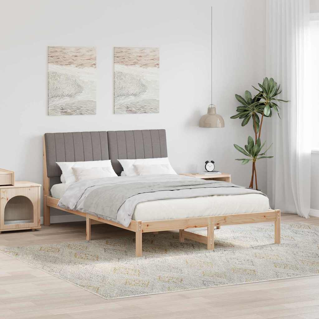 Ágykeret fejtámlával Barna 135 x 190 cm Tömör fenyőfa