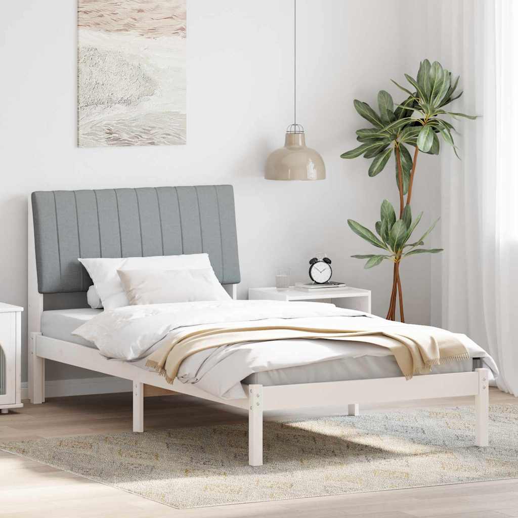 Ágykeret fejtámlával Fehér 100 x 200 cm Tömör fenyőfa