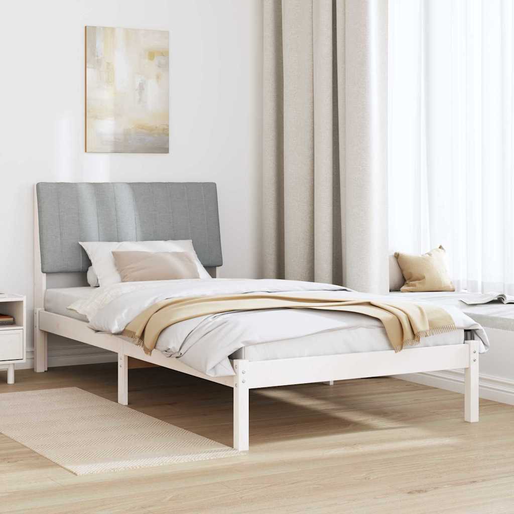 Ágykeret fejtámlával Fehér 100 x 200 cm Tömör fenyőfa