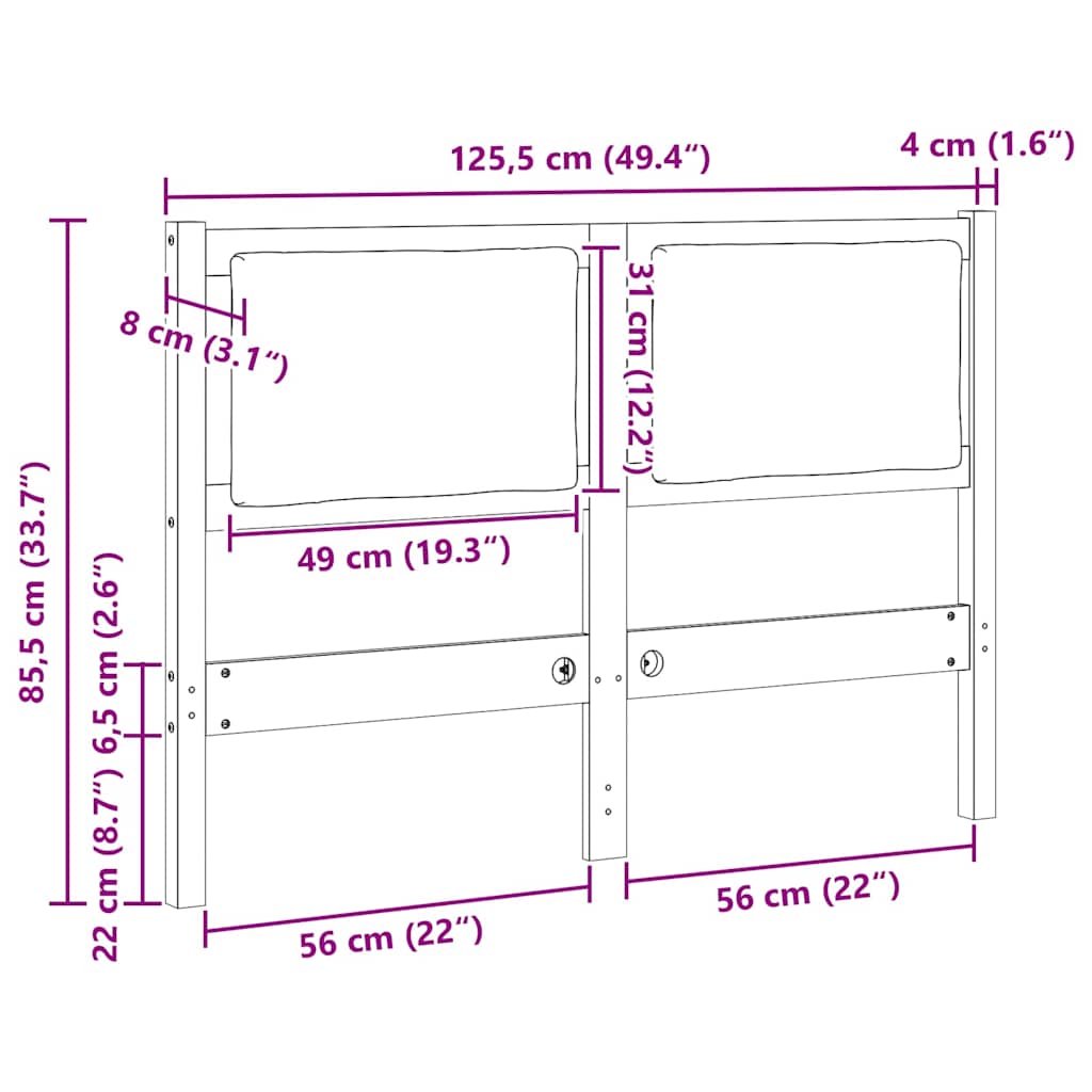 Fejtámla Egyéb Barna 120 cm Tömör fenyőfa