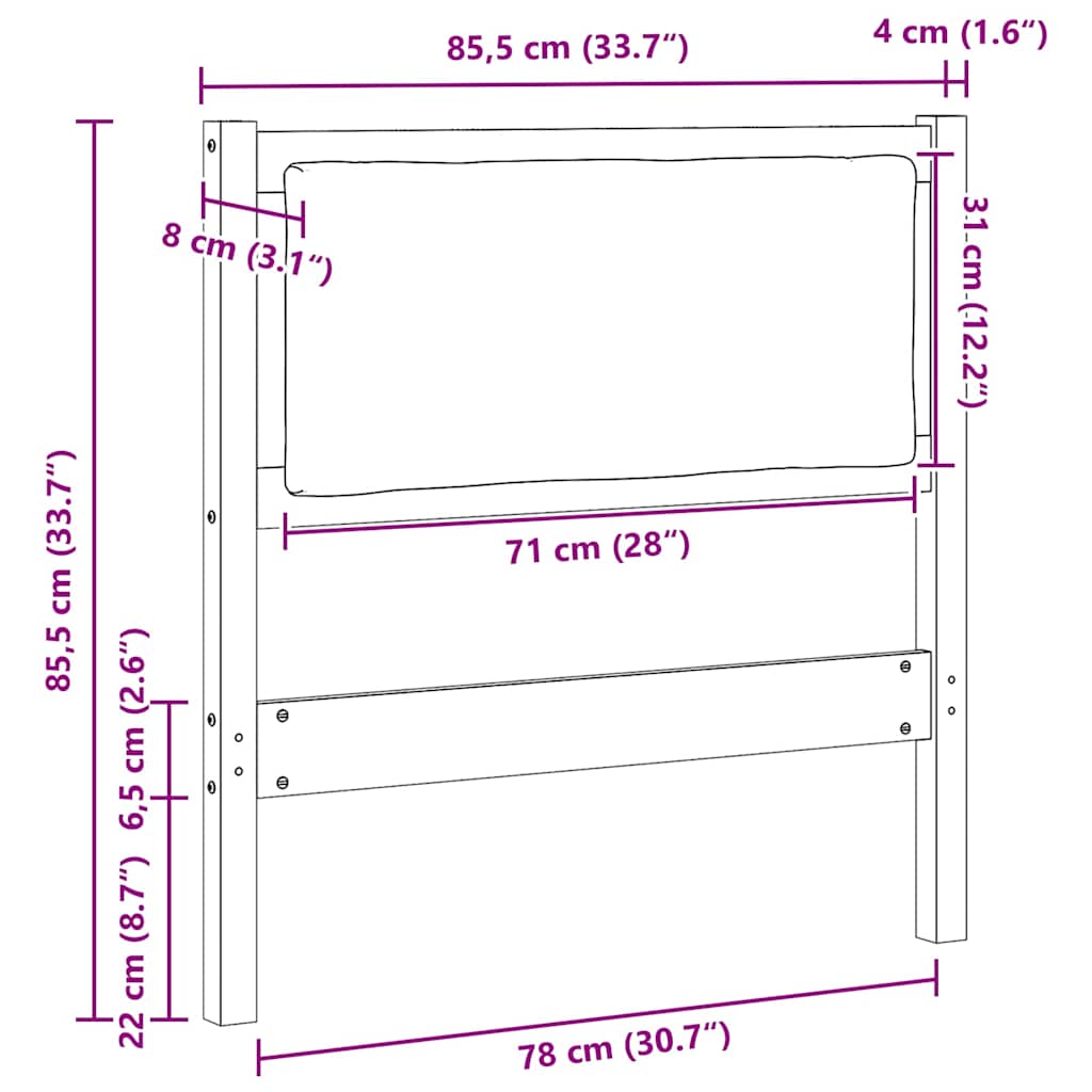 Fejtámla Egyéb Barna 80 cm Tömör fenyőfa