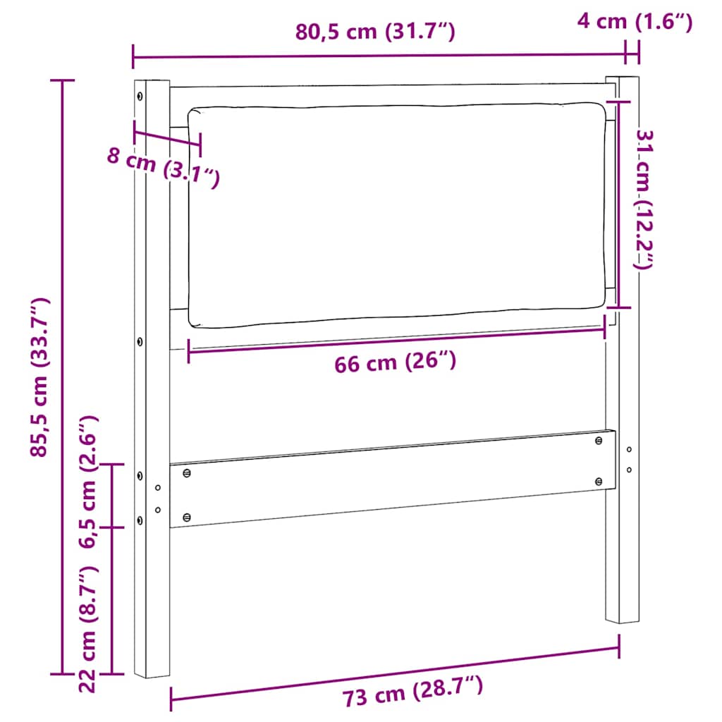 Fejtámla Egyéb Barna 75 cm Tömör fenyőfa
