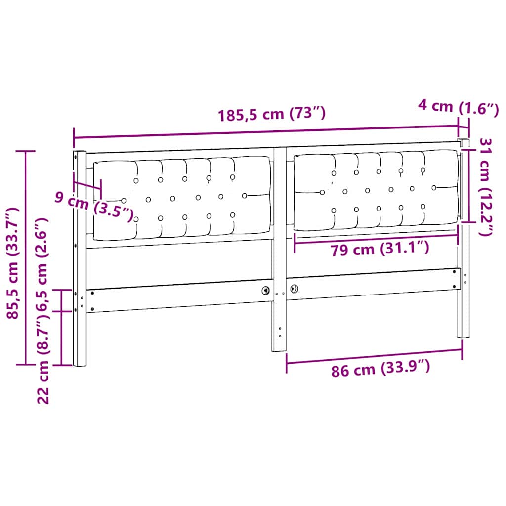 Fejtámla Egyéb Barna és fekete 160 cm Tömör fenyőfa