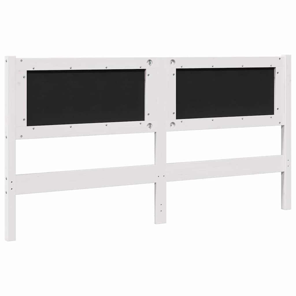 Kárpitozott fejtámla fejtámlával Fehér 150 cm Tömör fenyőfa