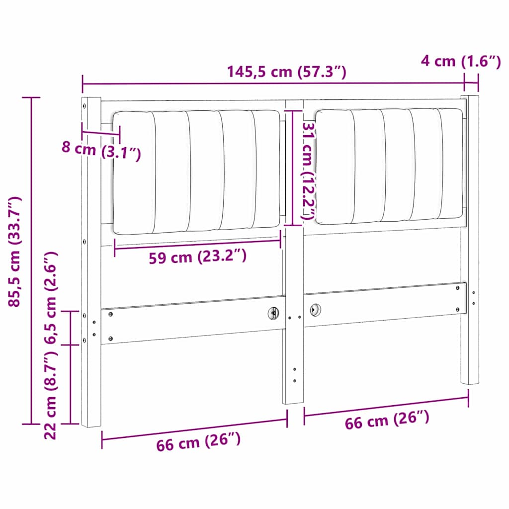 Kárpitozott fejtámla fejtámlával Barna 120 cm Tömör fenyőfa