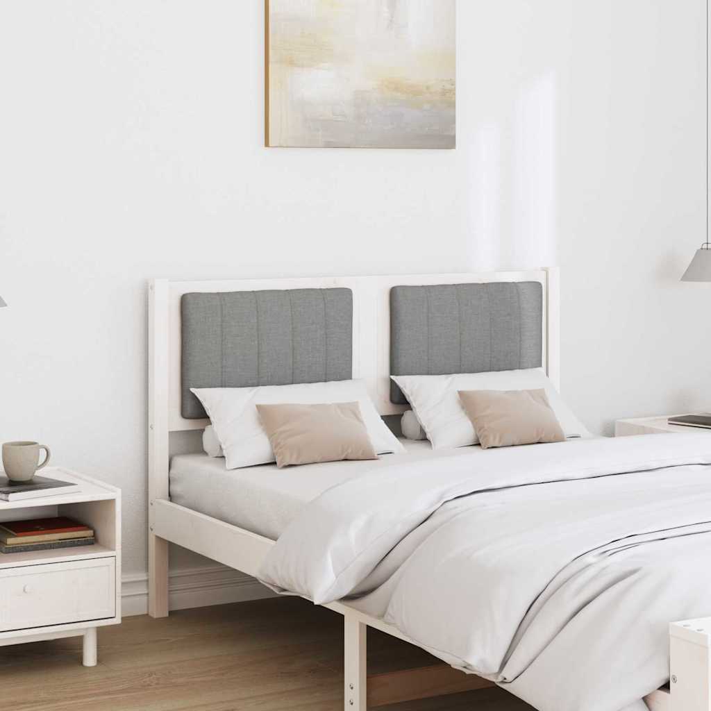 Kárpitozott fejtámla fejtámlával Fehér 120 cm Tömör fenyőfa
