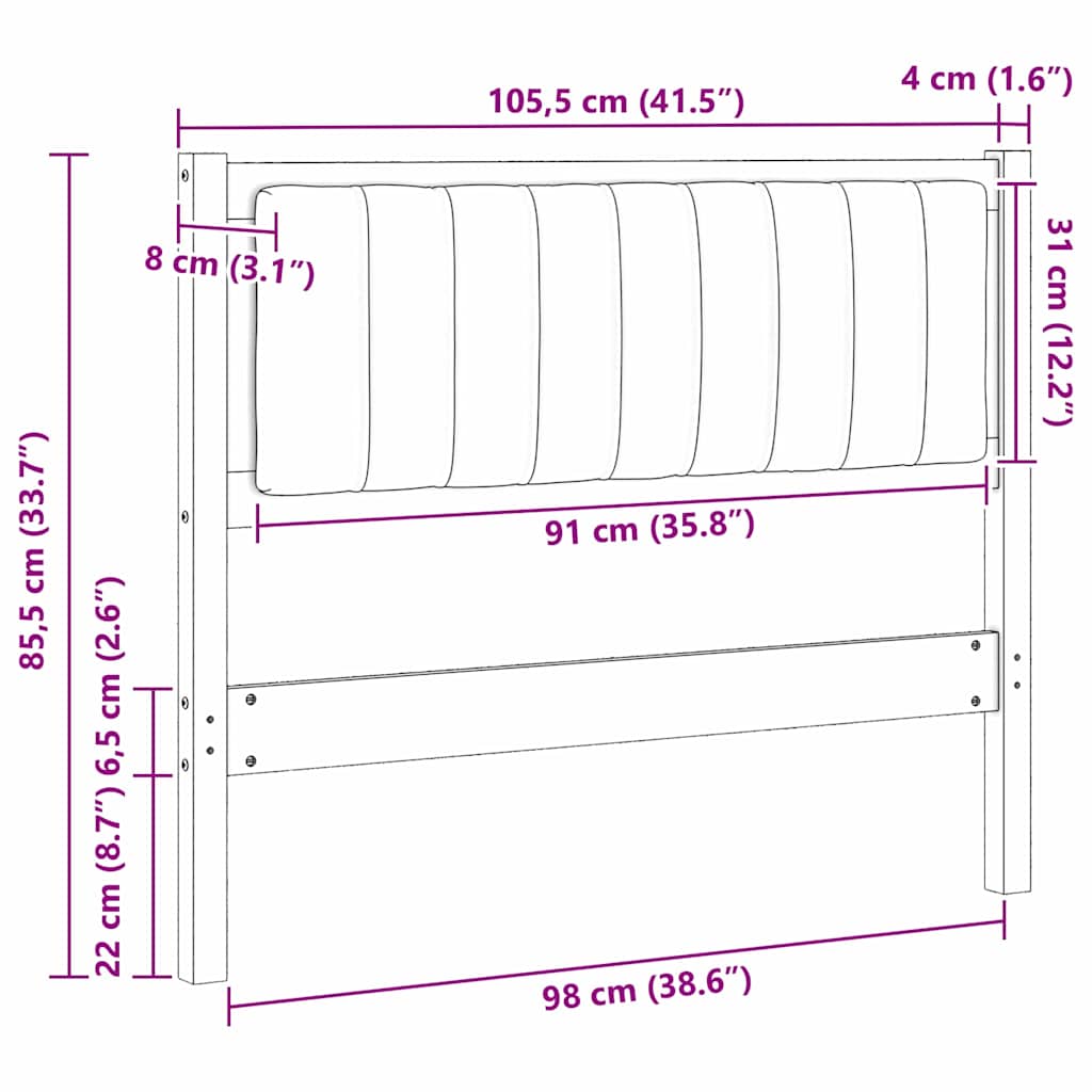 Kárpitozott fejtámla fejtámlával Barna 100 cm Tömör fenyőfa