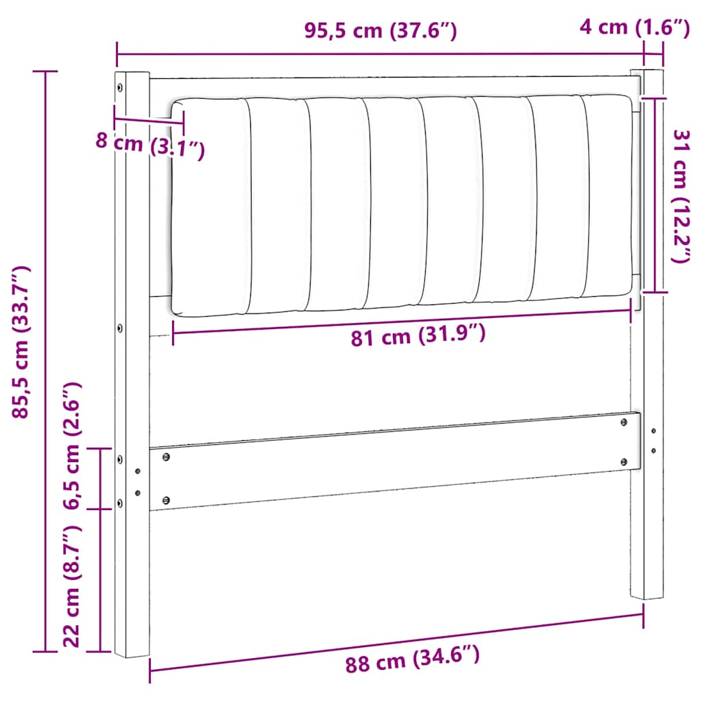 Kárpitozott fejtámla fejtámlával Barna 90 cm Tömör fenyőfa