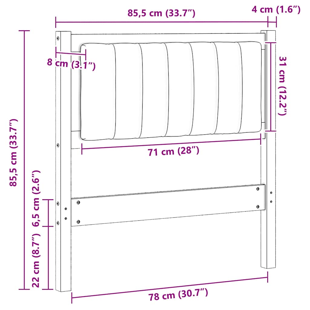 Kárpitozott fejtámla fejtámlával Barna 80 cm Tömör fenyőfa