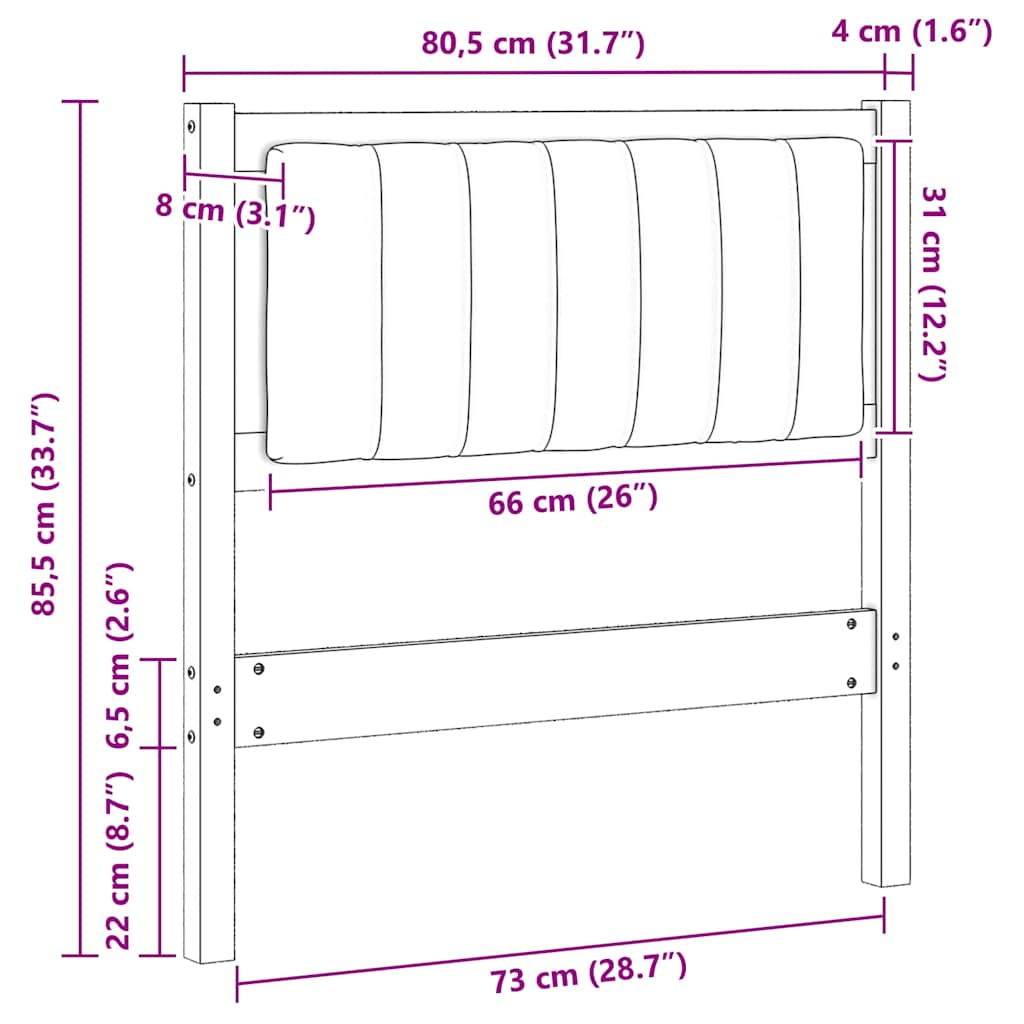 Kárpitozott fejtámla fejtámlával Barna 75 cm Tömör fenyőfa