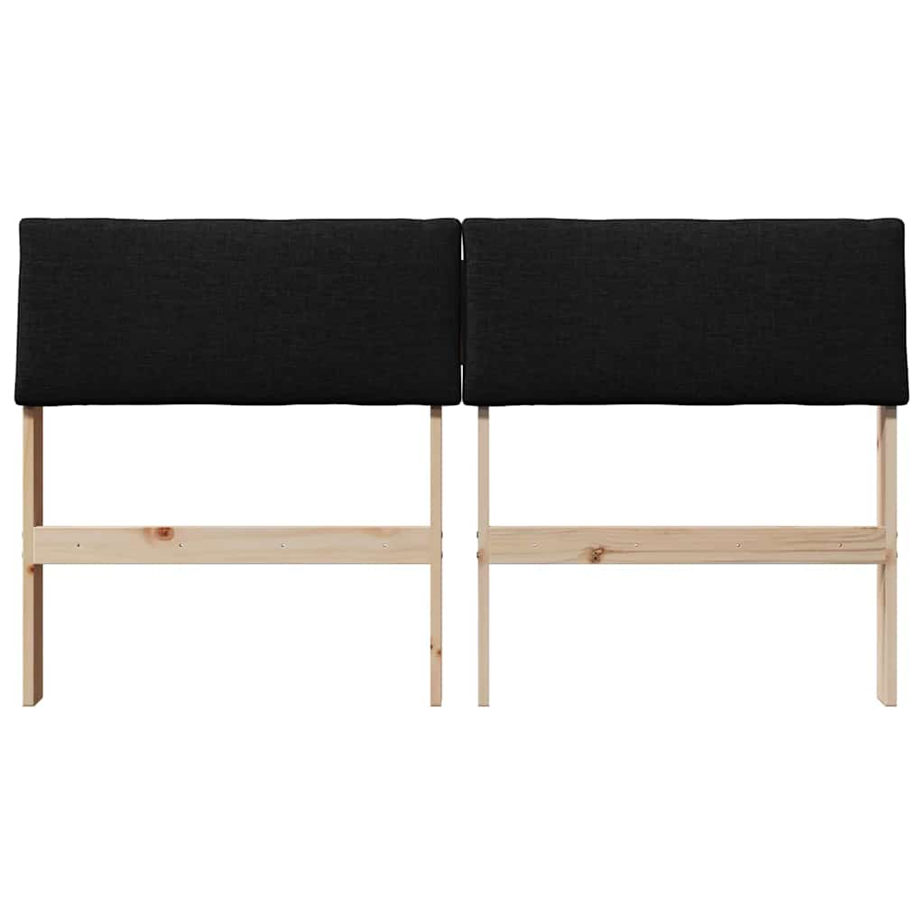 Kárpitozott fejtámla Fekete 150 cm Tömör fenyőfa