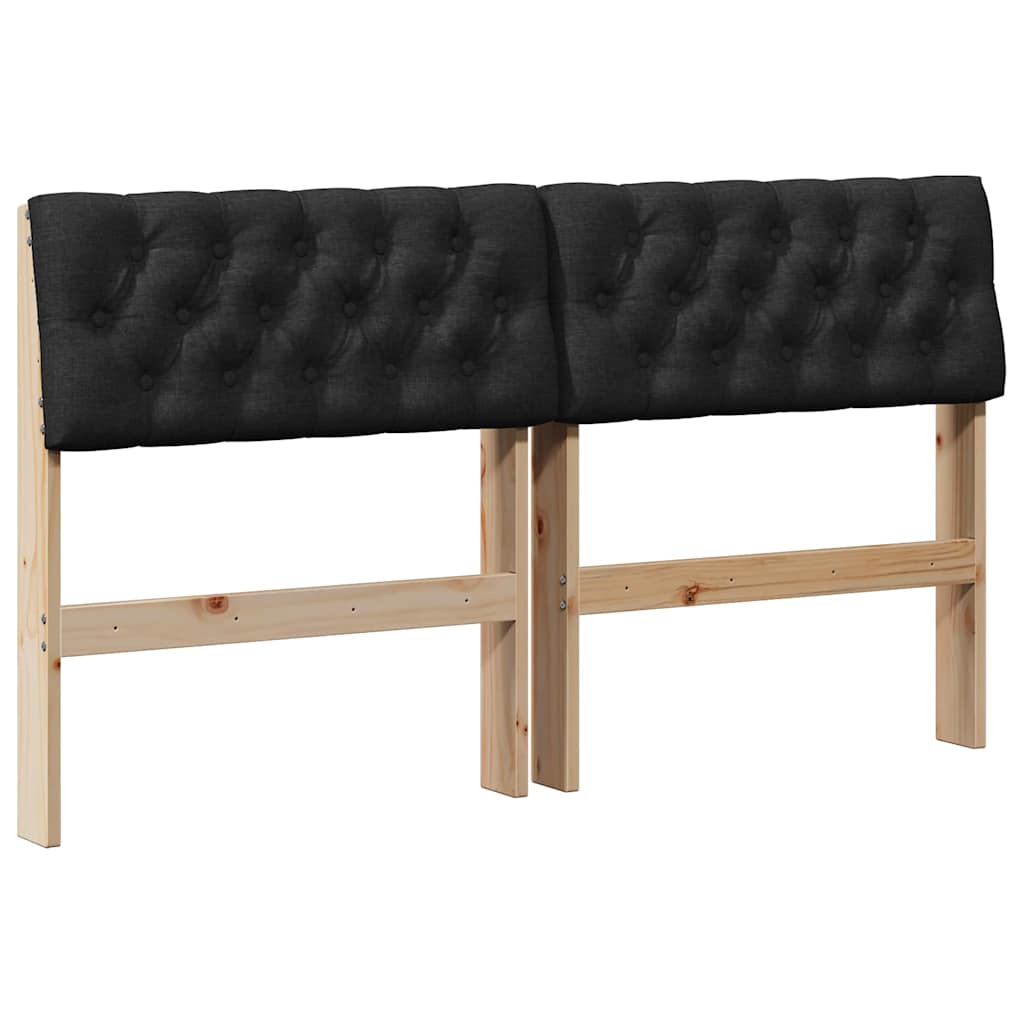 Kárpitozott fejtámla Fekete 150 cm Tömör fenyőfa