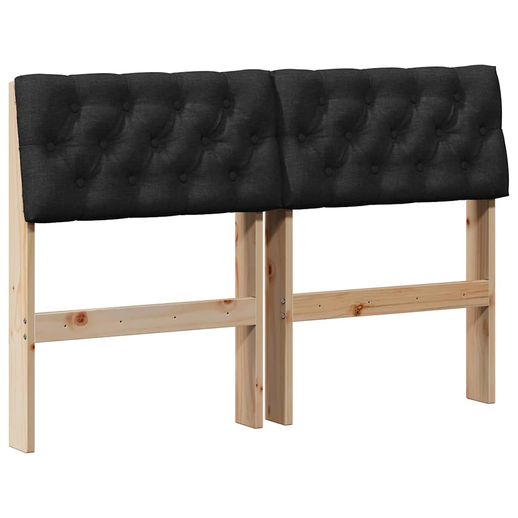 Kárpitozott fejtámla Fekete 120 cm Tömör fenyőfa
