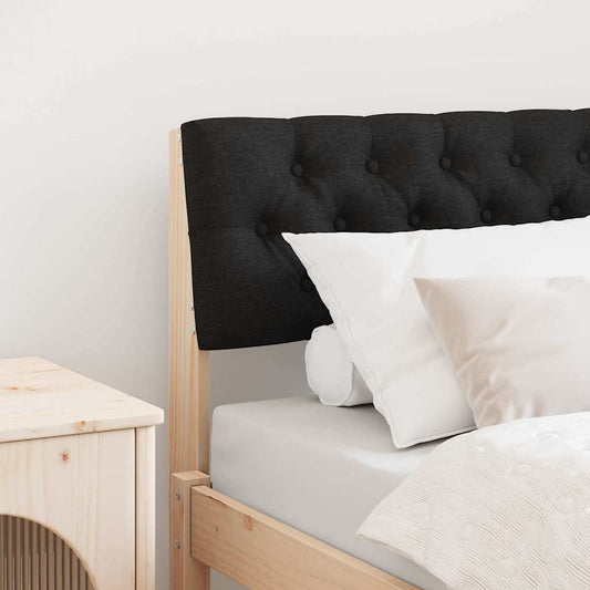 Kárpitozott fejtámla Fekete 75 cm Tömör fenyőfa