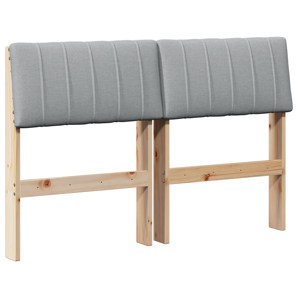 Kárpitozott fejtámla Világosszürke 120 cm Tömör fenyőfa