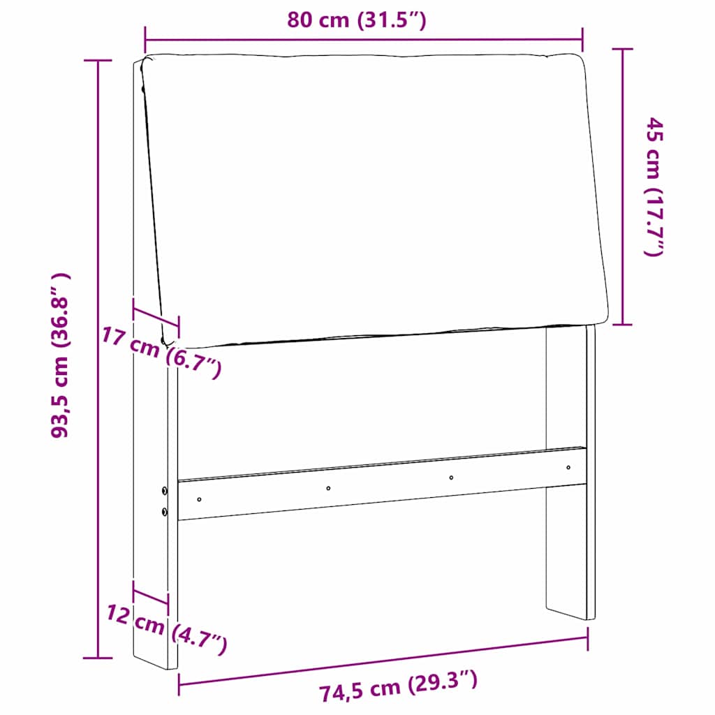 Kárpitozott fejtámla Fekete 80 cm Tömör fenyőfa