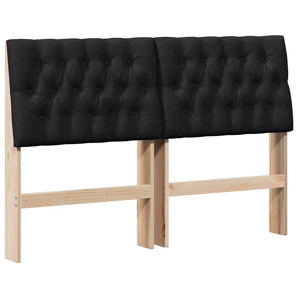 Kárpitozott fejtámla Fekete 140 cm Tömör fenyőfa