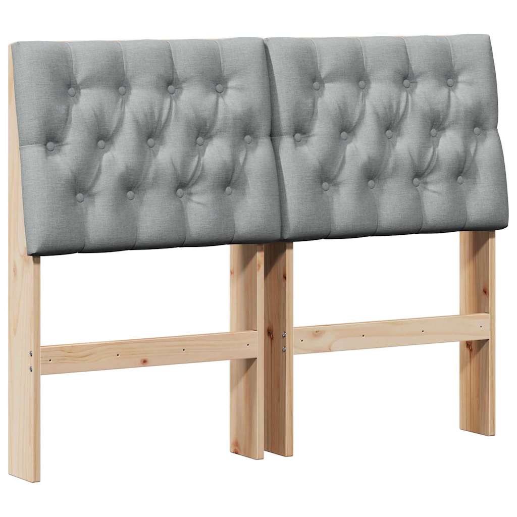 Kárpitozott fejtámla Világosszürke 120 cm Tömör fenyőfa