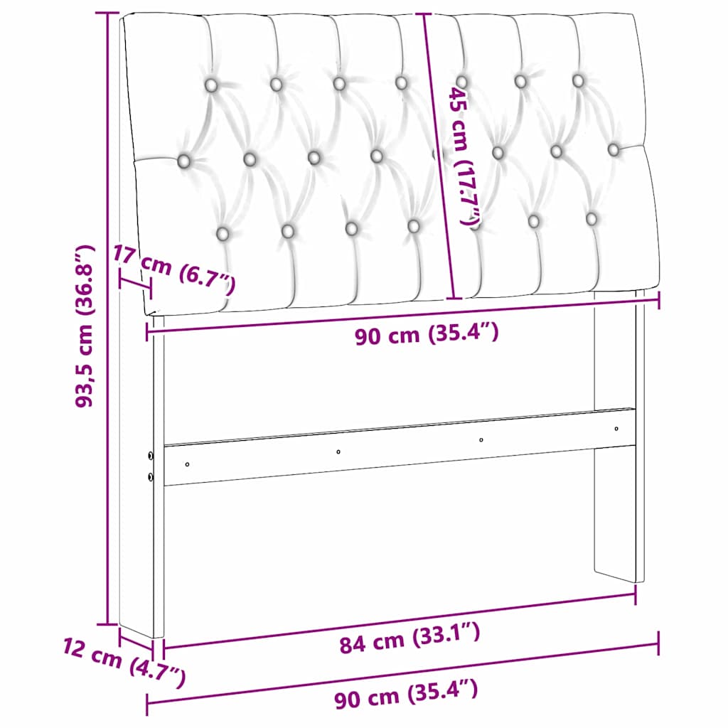 Kárpitozott fejtámla Tópszínű 90 cm Tömör fenyőfa