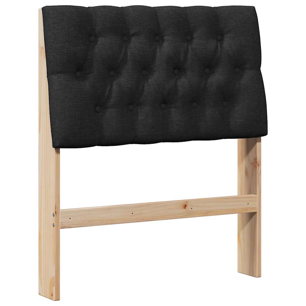 Kárpitozott fejtámla Fekete 75 cm Tömör fenyőfa