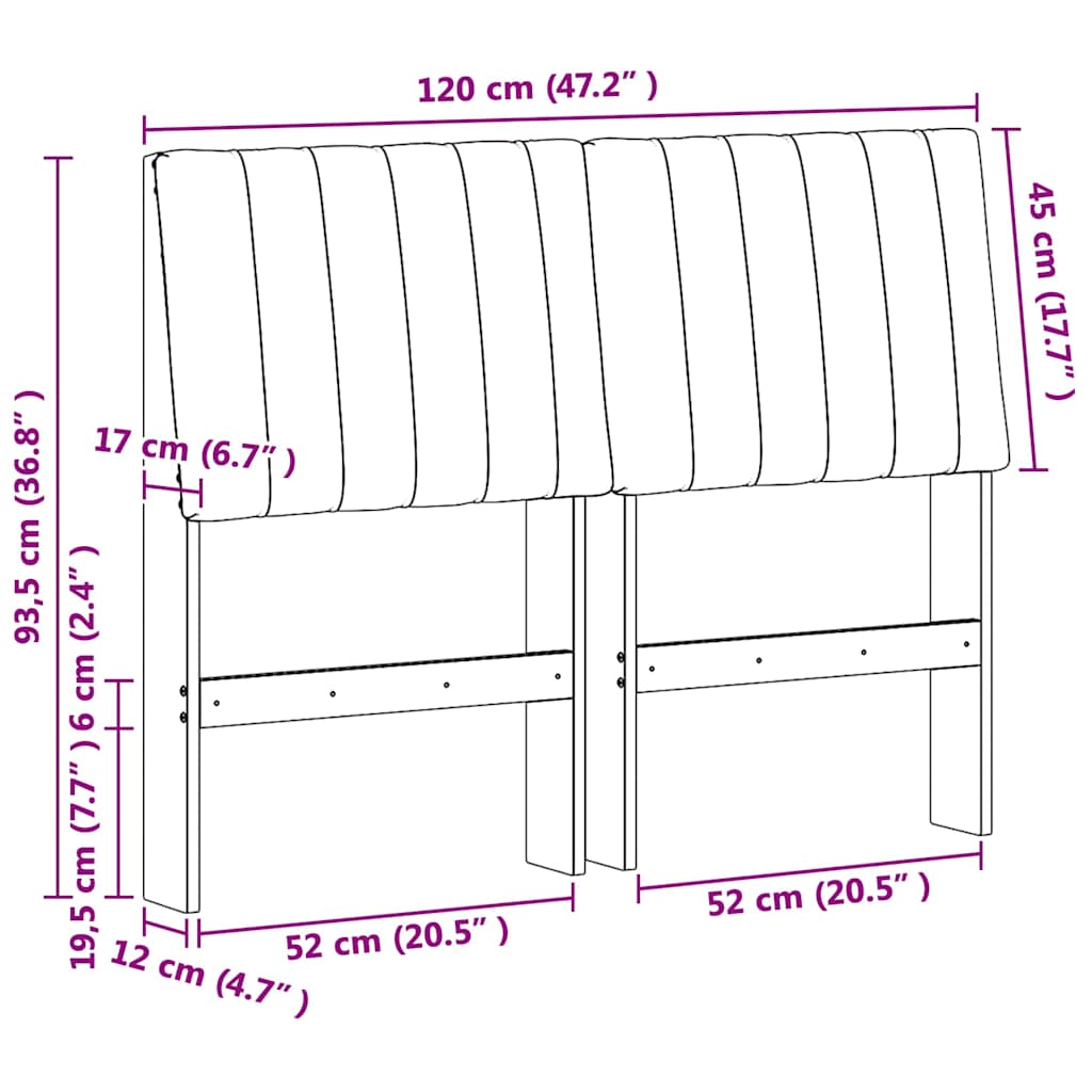 Kárpitozott fejtámla Világosszürke 120 cm Tömör fenyőfa