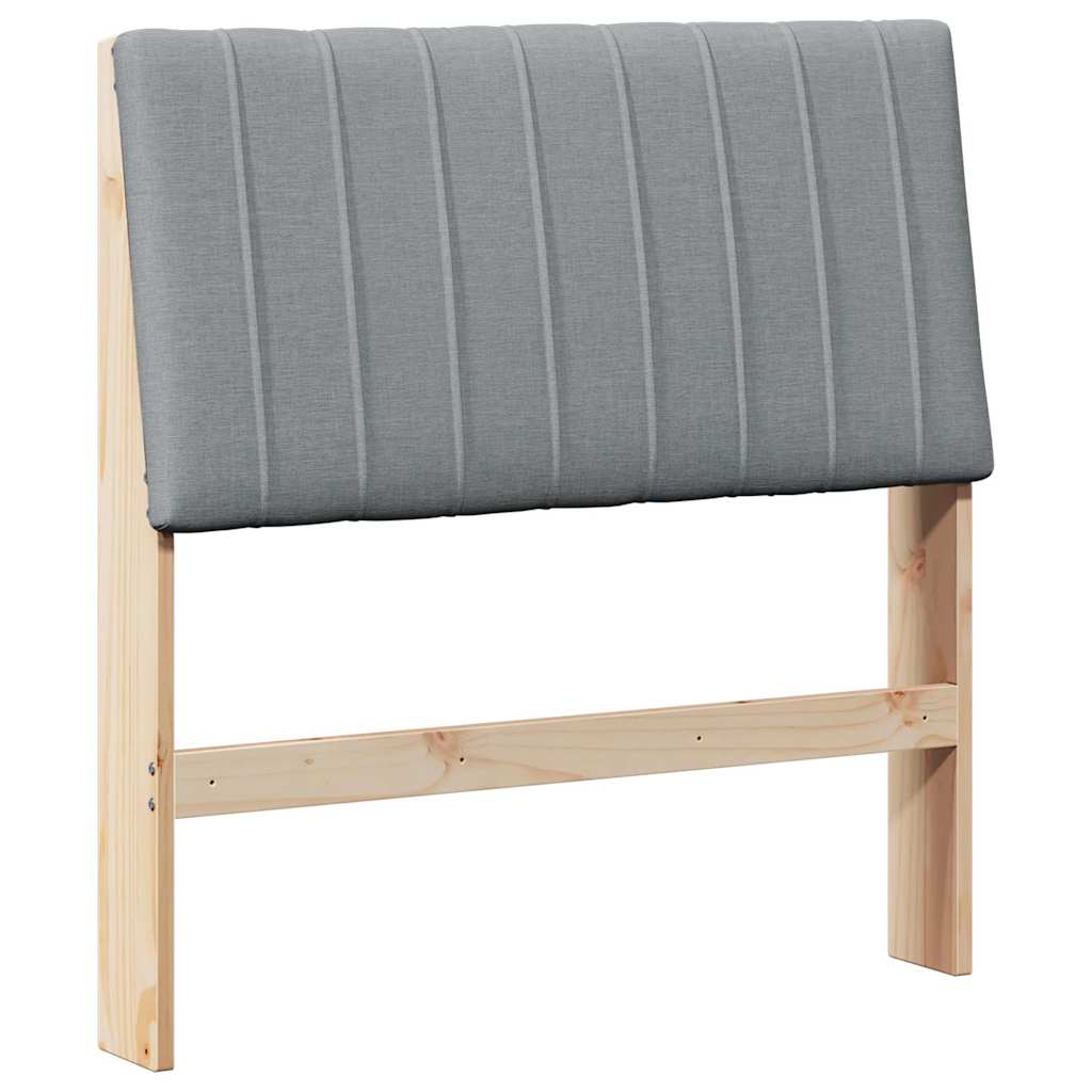 Kárpitozott fejtámla Világosszürke 90 cm Tömör fenyőfa