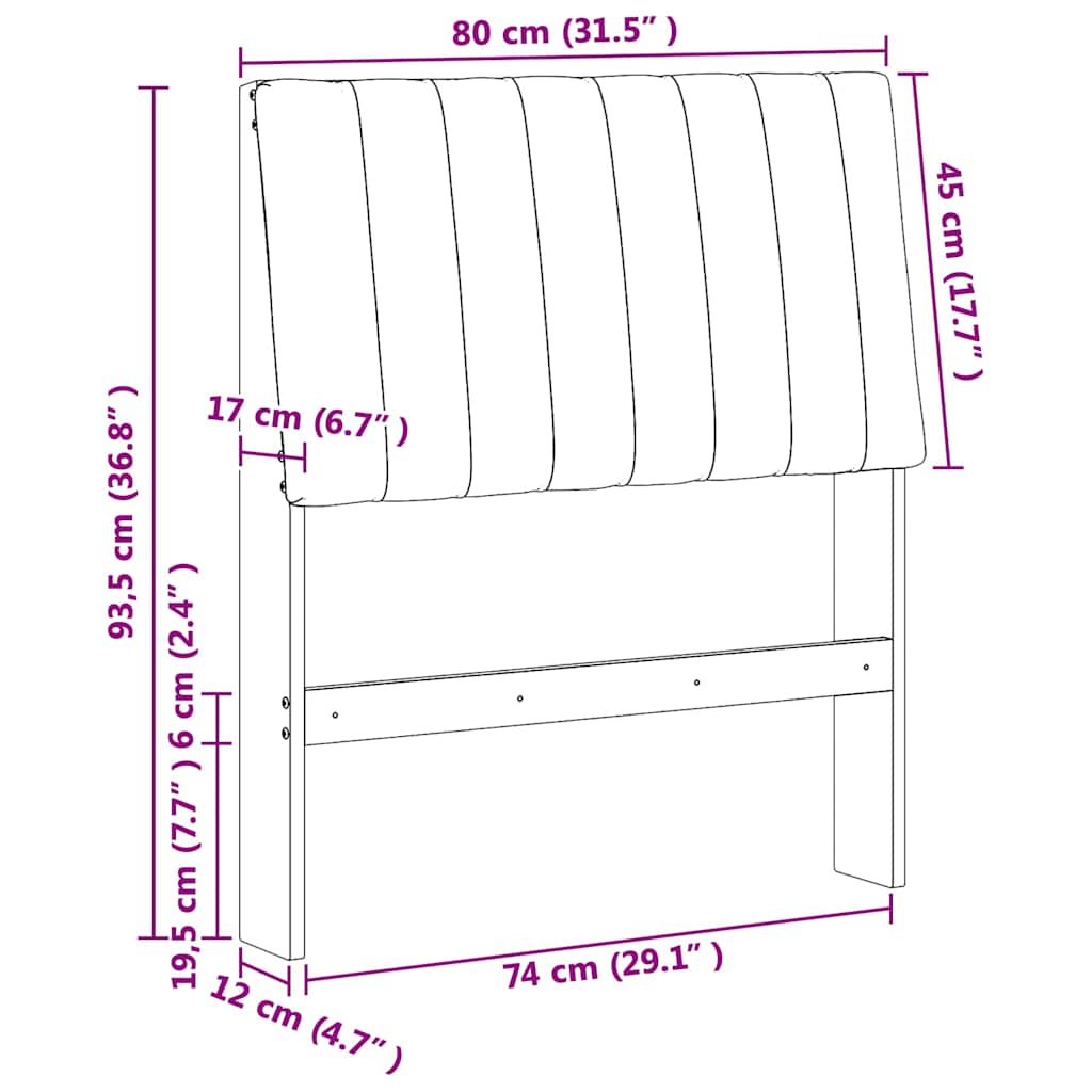 Kárpitozott fejtámla Világosszürke 80 cm Tömör fenyőfa