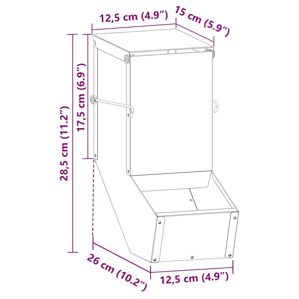 Nyúl Etető Olajzöld 12,5 x 26 x 28,5 cm Hidegen Hengerelt Acél
