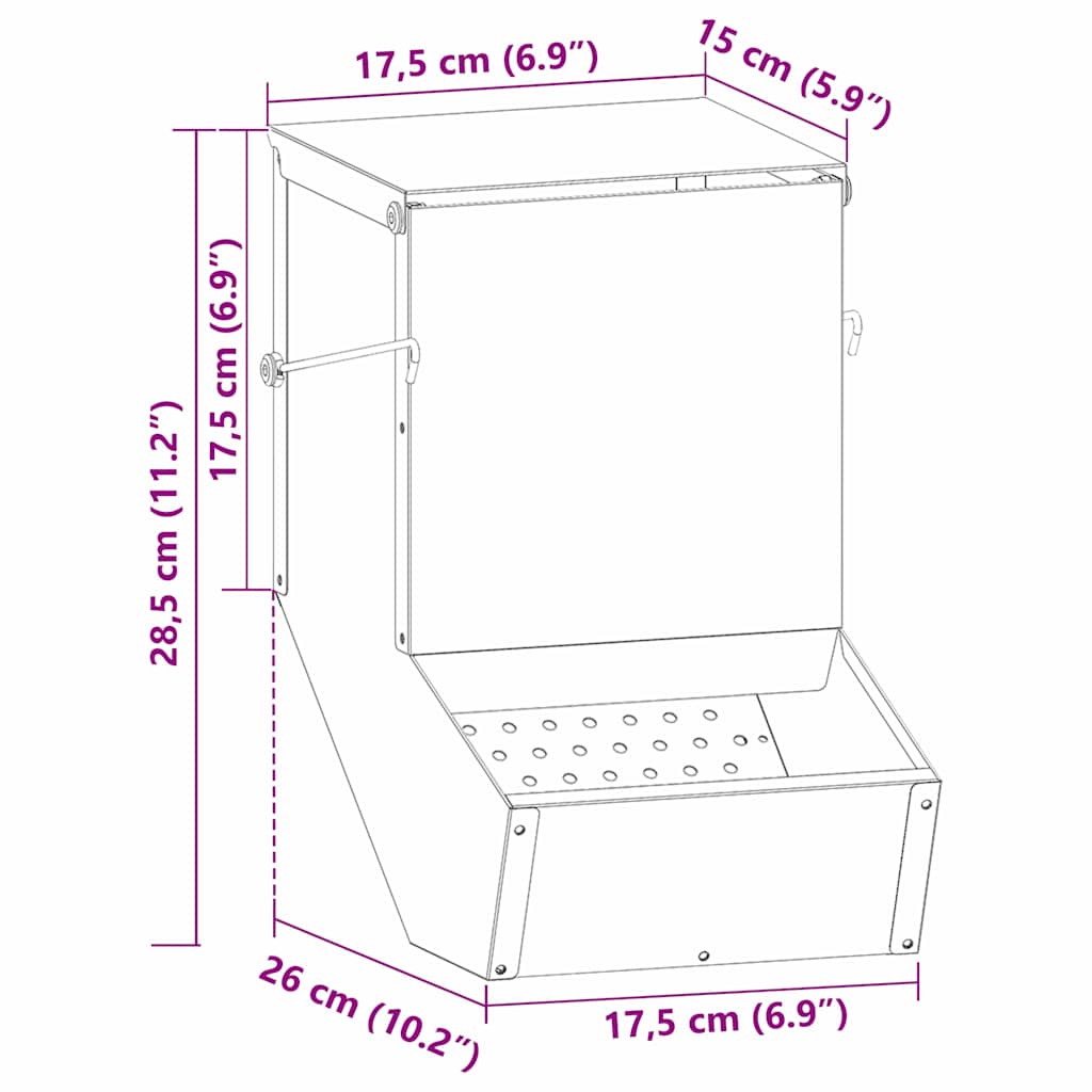 Nyúl Etető Olajzöld 17,5 x 26 x 28,5 cm Hidegen Hengerelt Acél