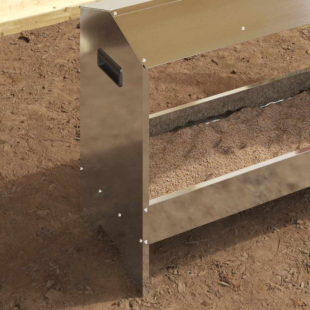 Csirke Etető Tál Ezüst 81 x 32 x 53,5 cm Horganyzott acél