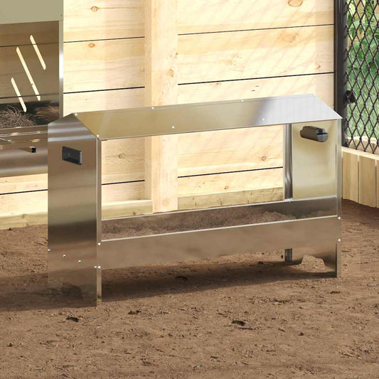 Csirke Etető Tál Ezüst 81 x 32 x 53,5 cm Horganyzott acél