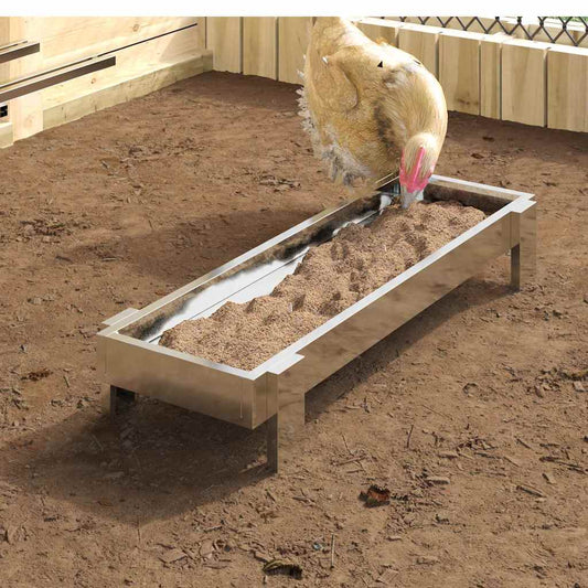 Csirke Etető Tál Ezüst 80 x 28 x 13.5 cm Horganyzott acél
