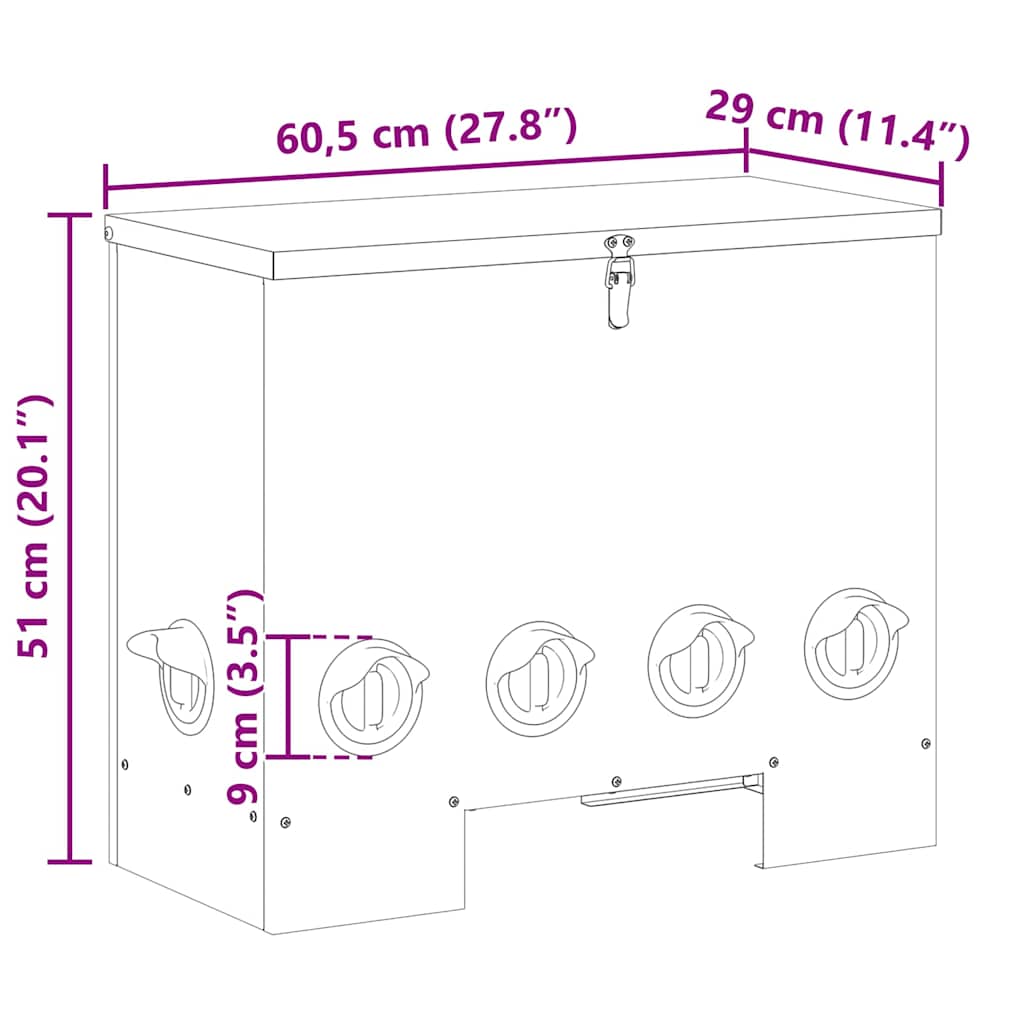 Csirke etető Olajzöld 60,5 x 29 x 51 cm Hidegen Hengerelt Acél
